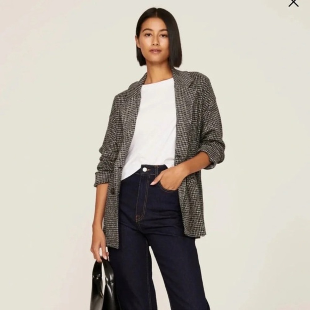Madewell Brushed Knit Redford Oversized Houndstooth Blazer Academia XL NG570